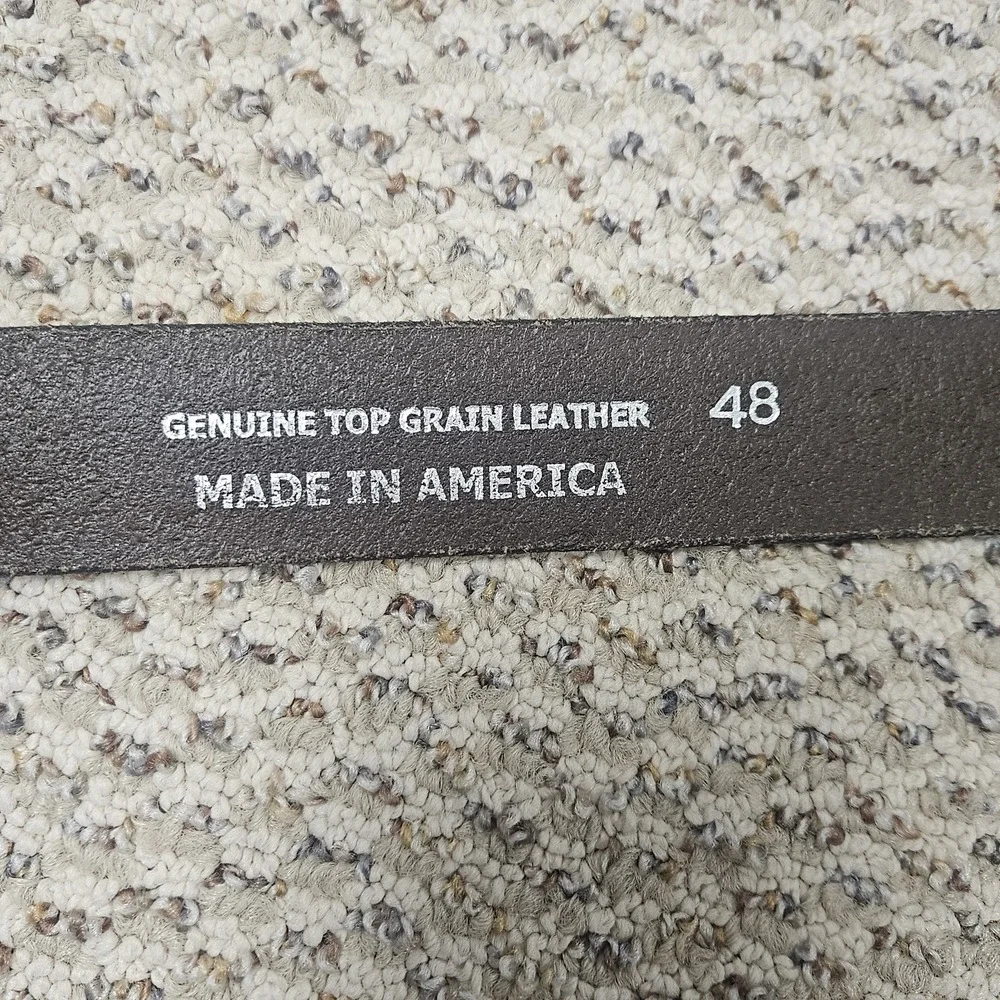 Genuine Top Grain‎ Brown Leather Belt Size 48 Made in USA Brass Buckle New